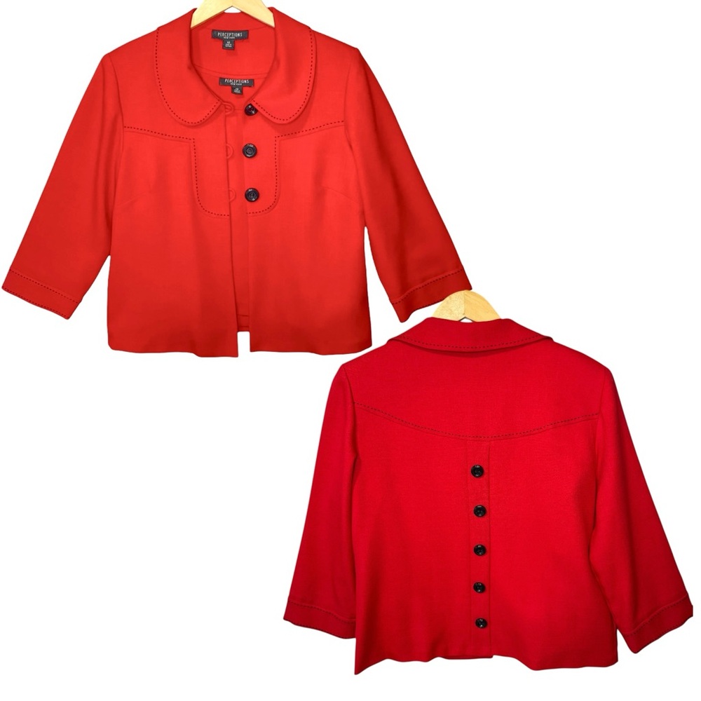 Perceptions New York Red Jacket & Tank Set | Size 12 Retro Power Cottagecore